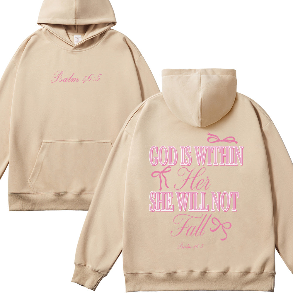 God is Within Her She Will Not Fall Bow  Unisex Cotton Hoodie