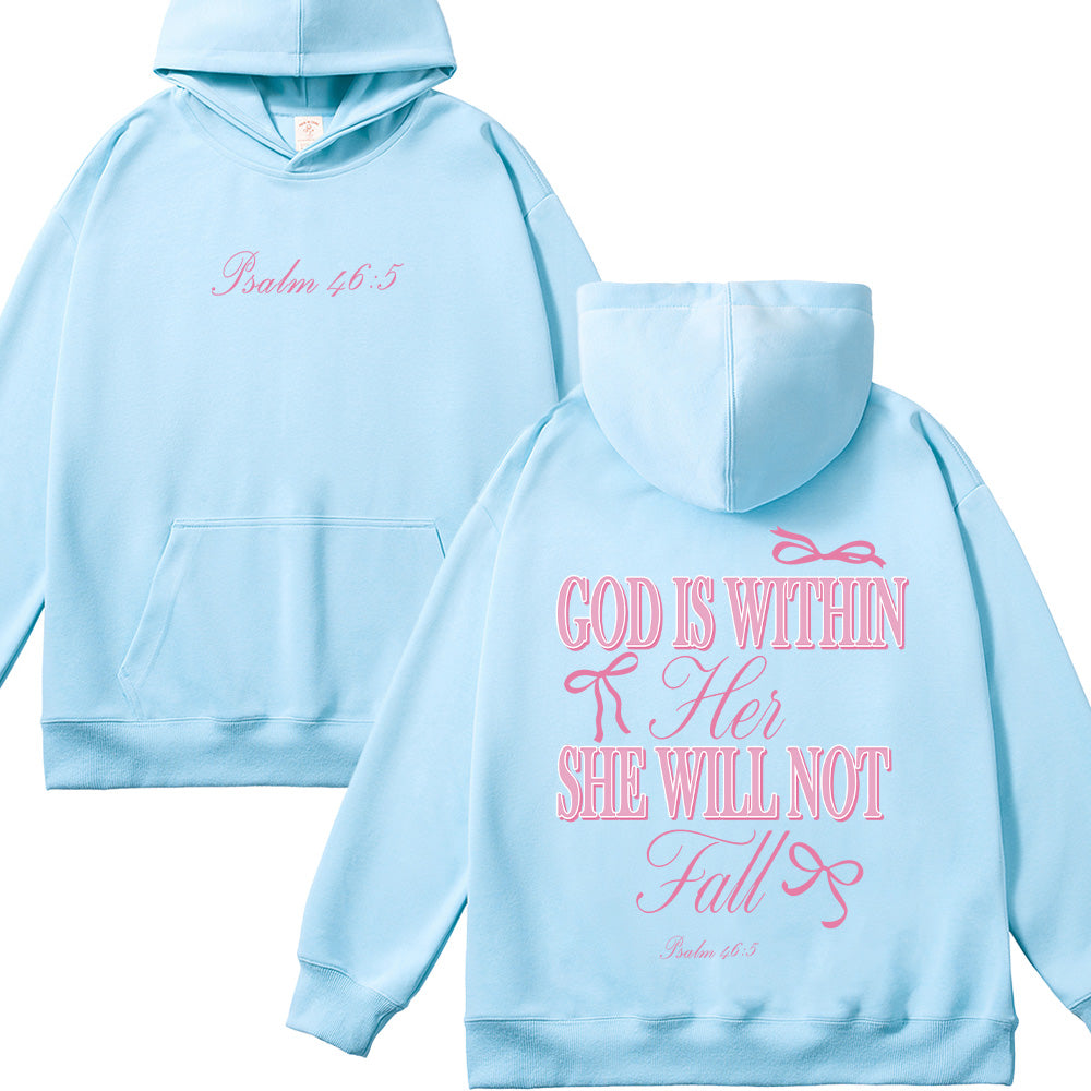God is Within Her She Will Not Fall Bow  Unisex Cotton Hoodie