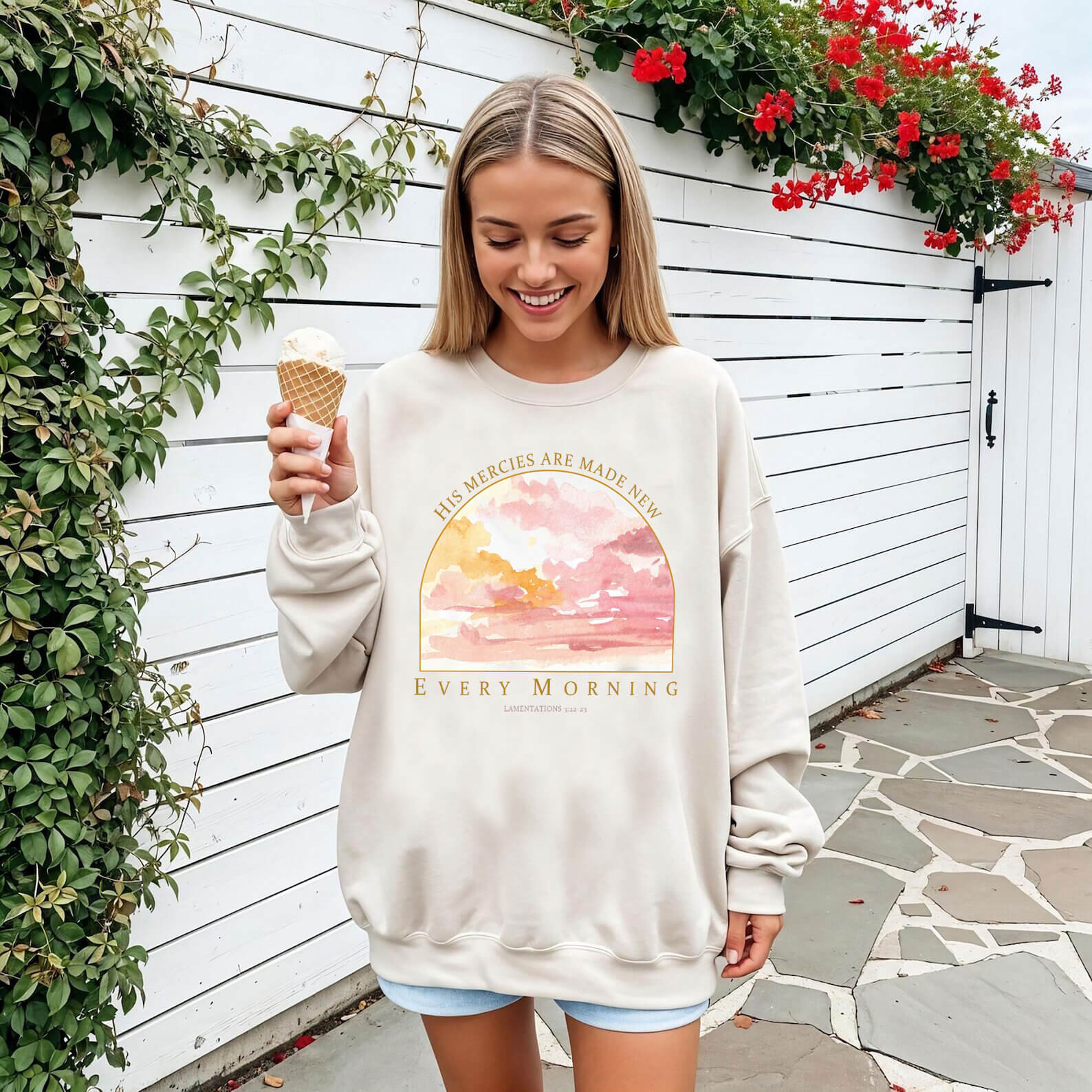 His Mercies Are Made New Every Morning Lamentations 3:23 Unisex Cotton Sweatshirt