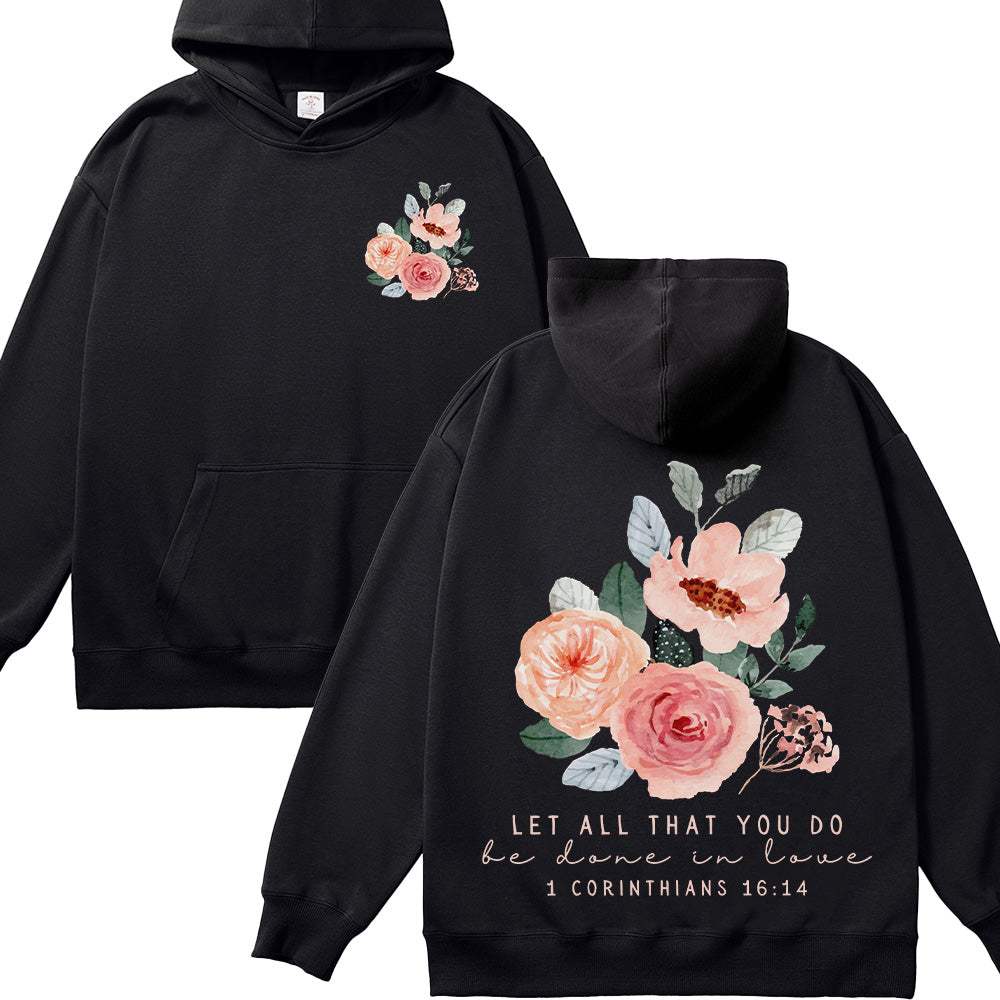 Watercolor Floral Design Christian Unisex Cotton Hoodie