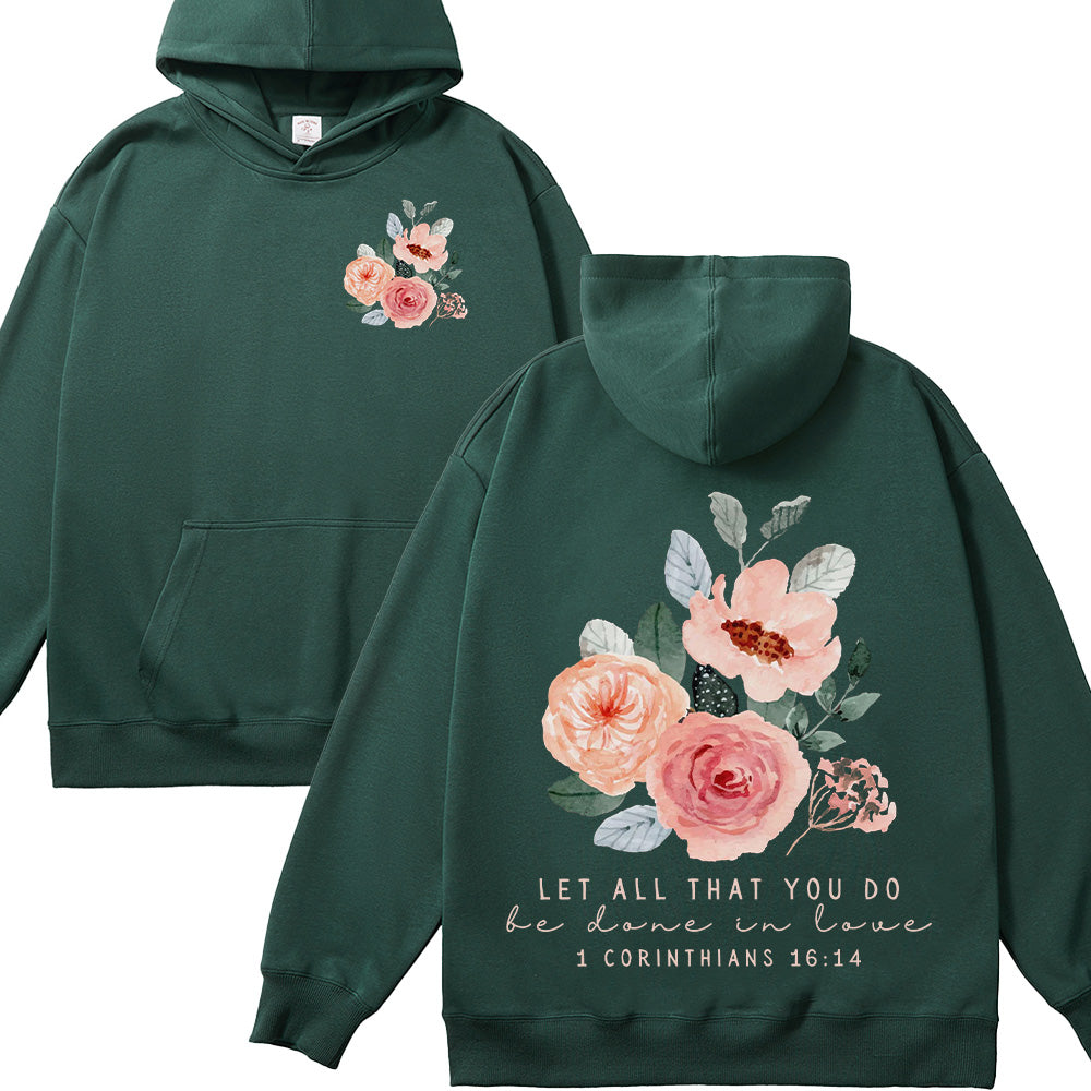 Watercolor Floral Design Christian Unisex Cotton Hoodie