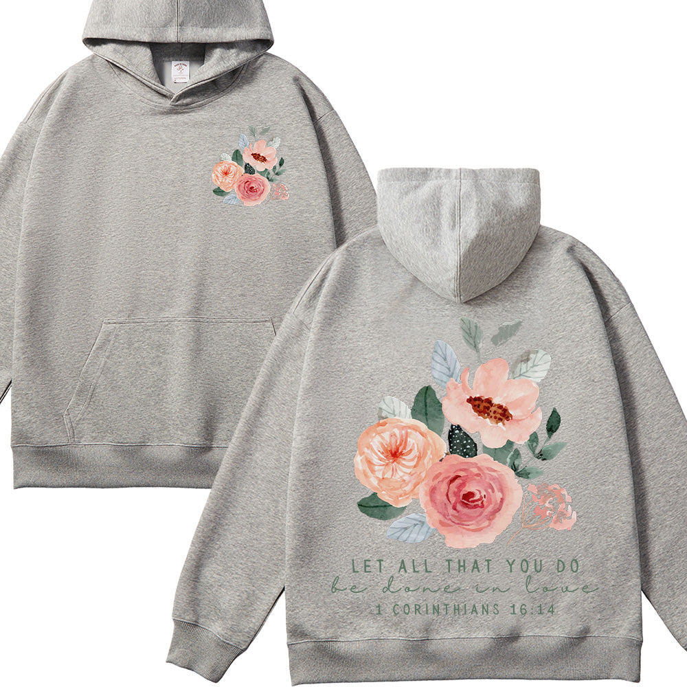 Watercolor Floral Design Christian Unisex Cotton Hoodie