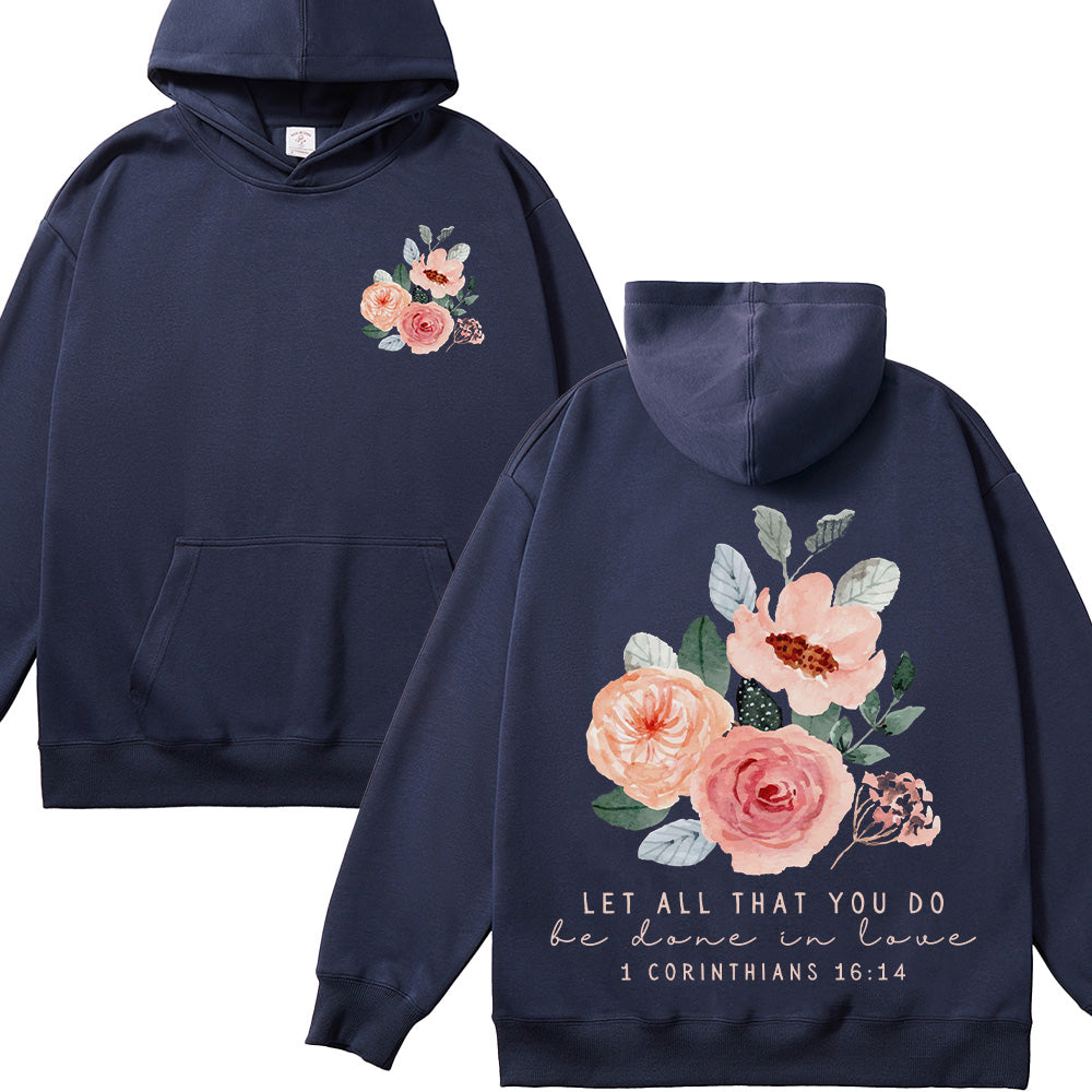 Watercolor Floral Design Christian Unisex Cotton Hoodie