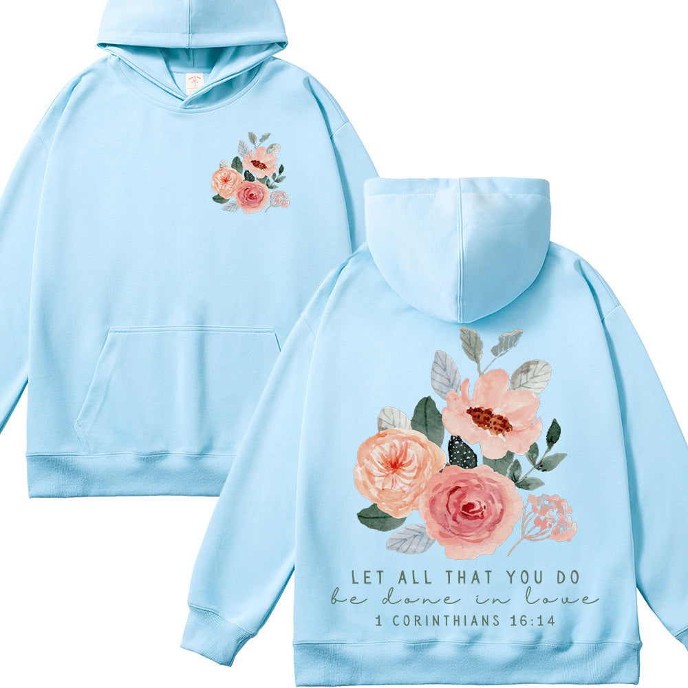 Watercolor Floral Design Christian Unisex Cotton Hoodie