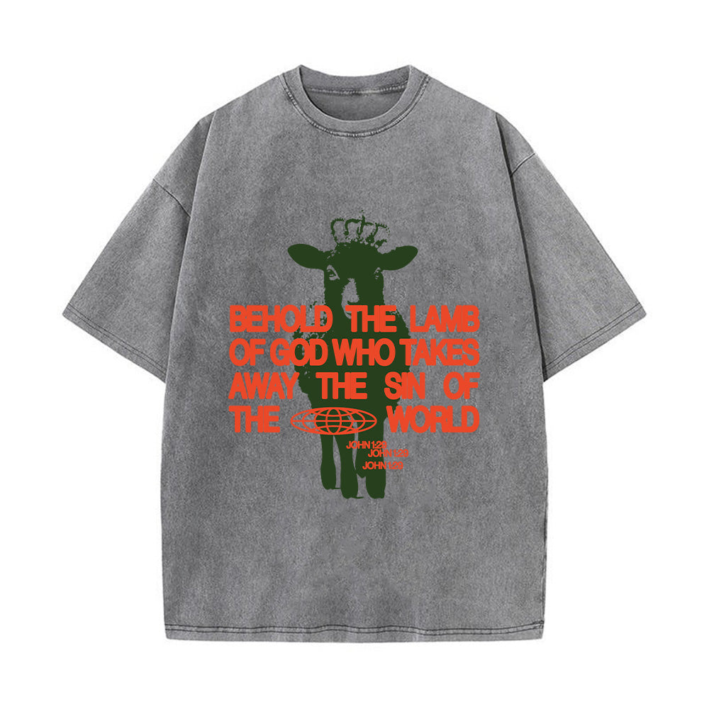 Behold the Lamb of God John 1:29 Unisex Washed T-Shirt