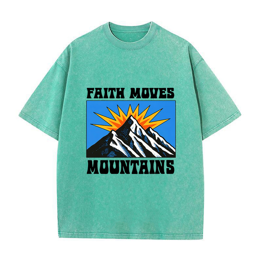 Retro Mountain Burst Graphic Christian Unisex Washed T-Shirt