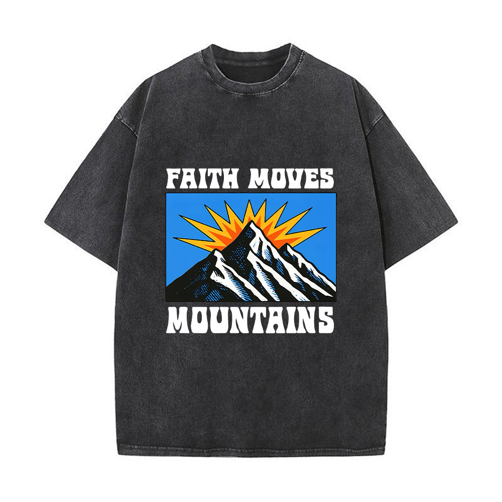 Retro Mountain Burst Graphic Christian Unisex Washed T-Shirt