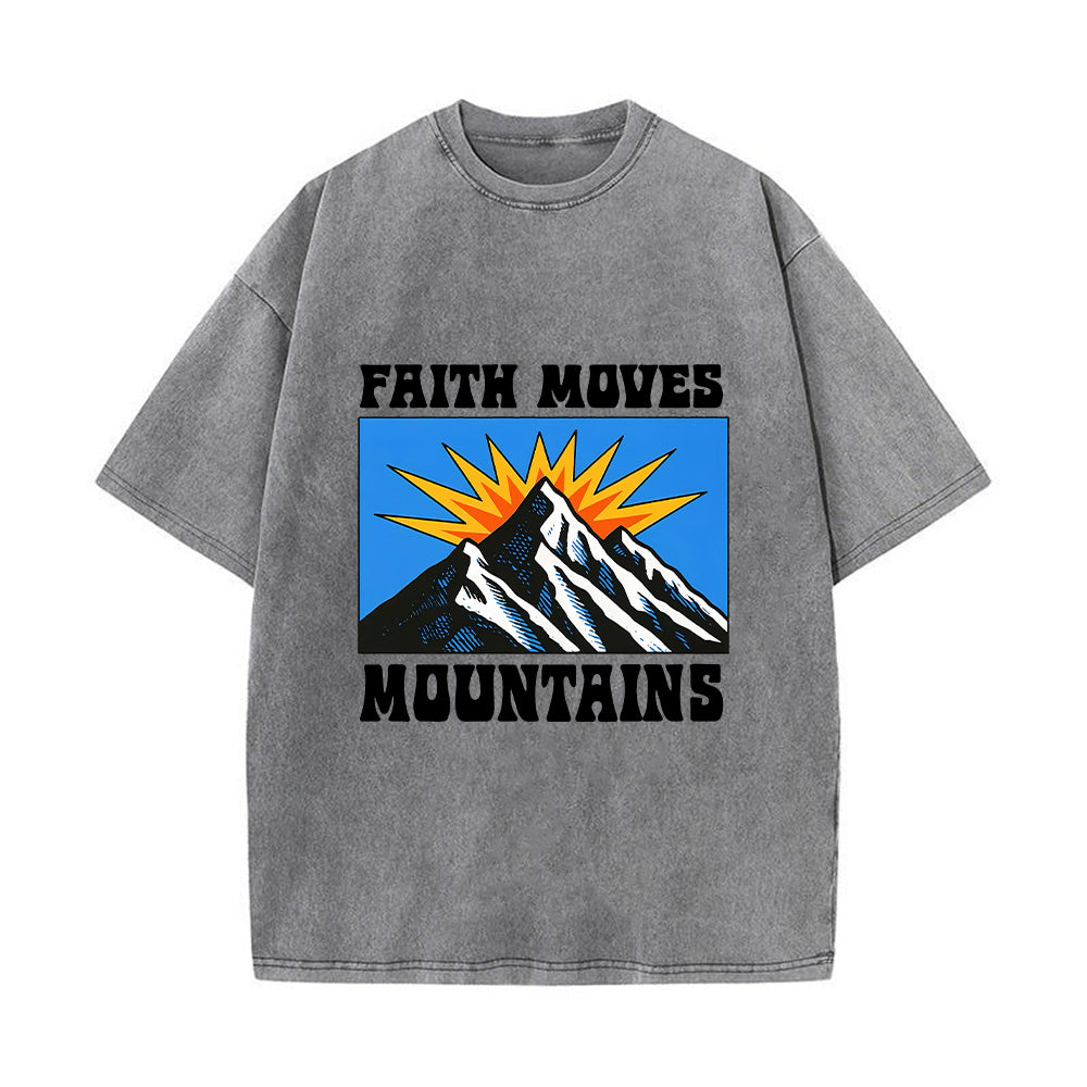 Retro Mountain Burst Graphic Christian Unisex Washed T-Shirt