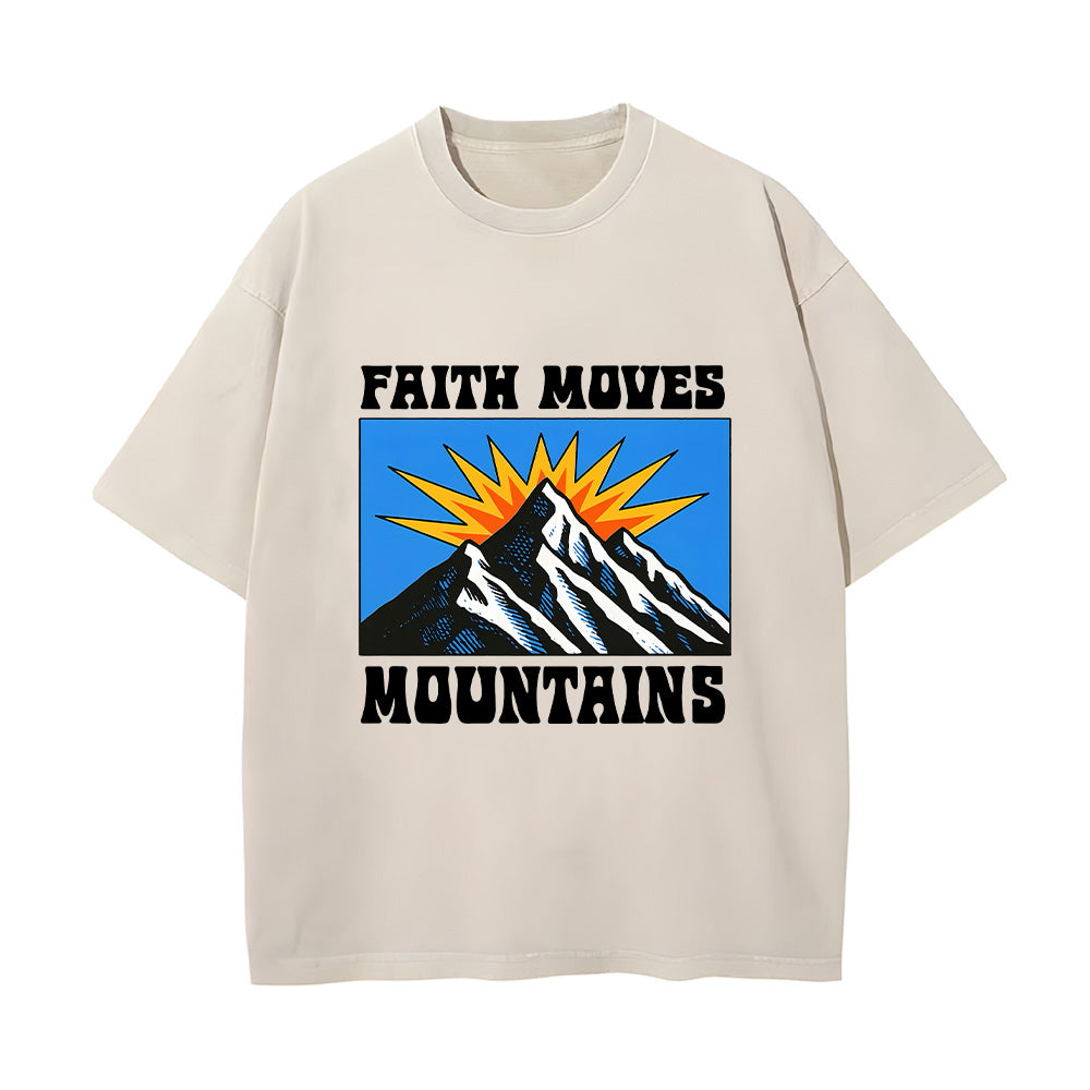 Retro Mountain Burst Graphic Christian Unisex Washed T-Shirt