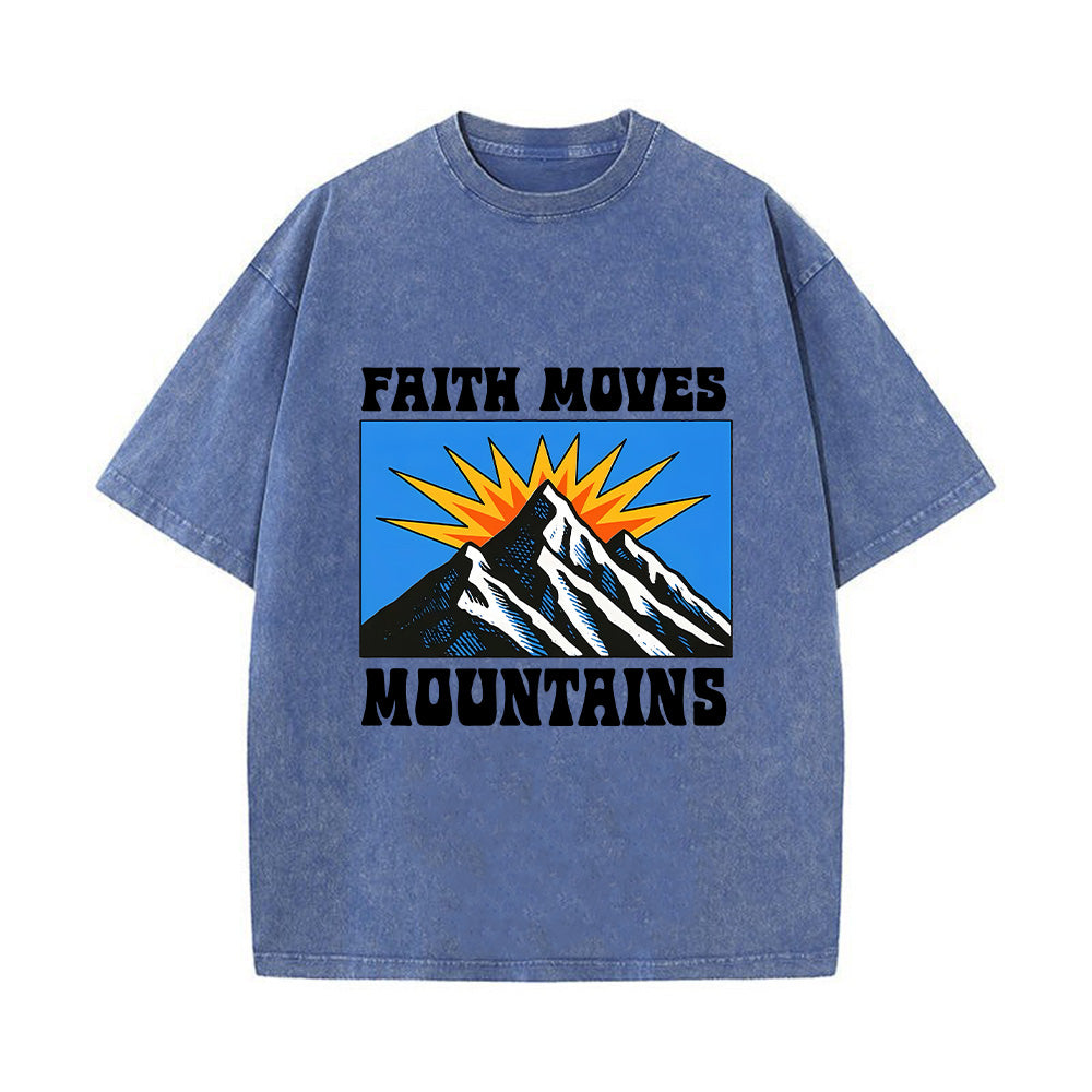 Retro Mountain Burst Graphic Christian Unisex Washed T-Shirt