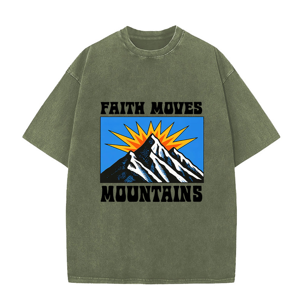 Retro Mountain Burst Graphic Christian Unisex Washed T-Shirt