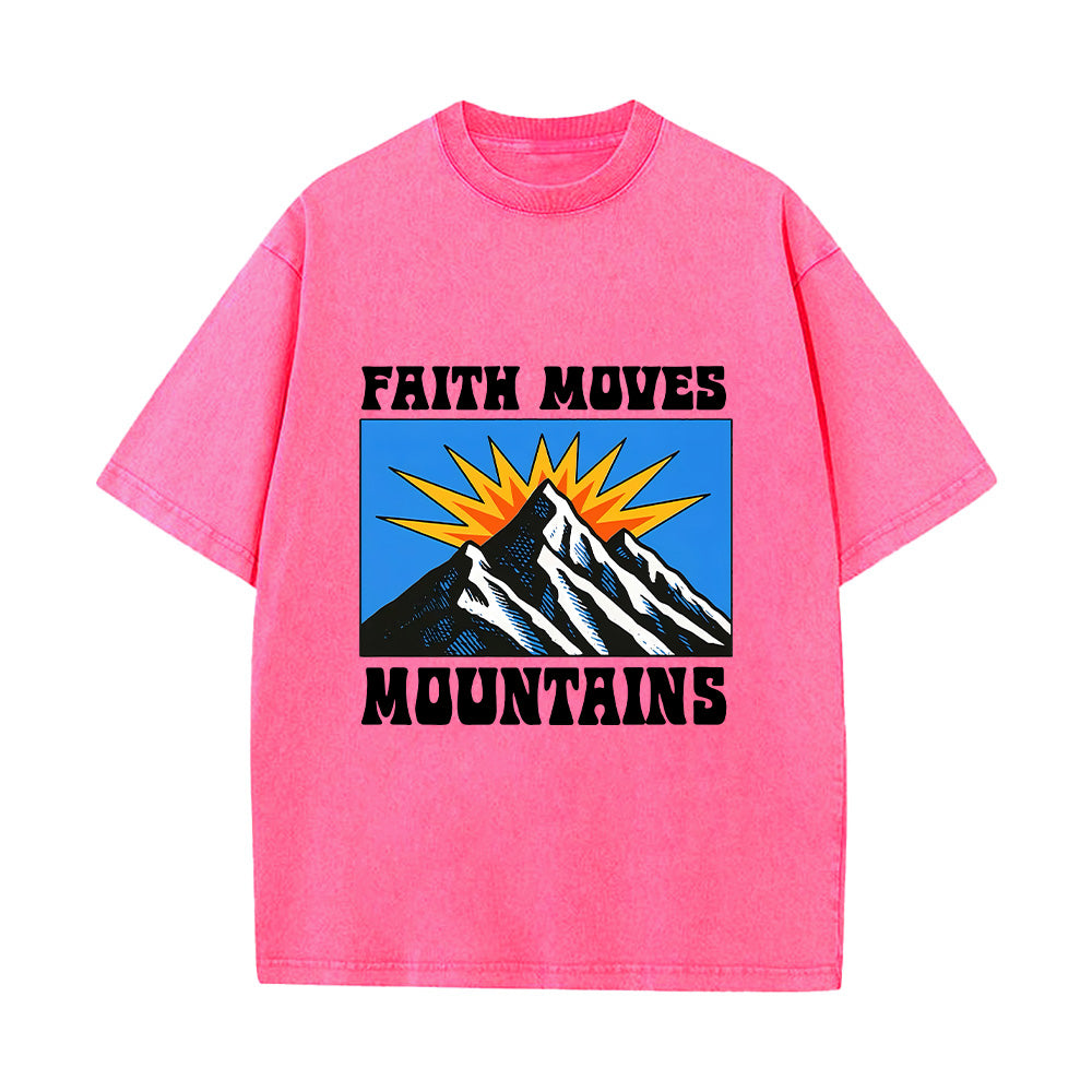 Retro Mountain Burst Graphic Christian Unisex Washed T-Shirt