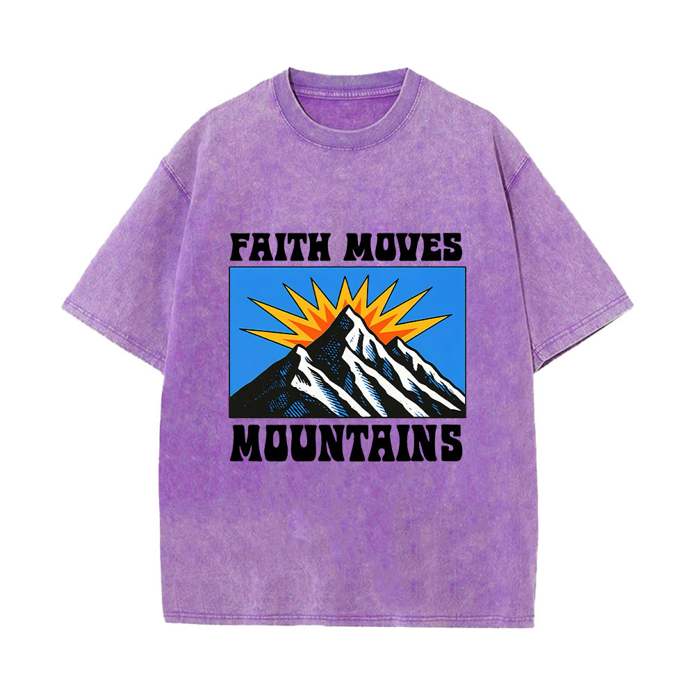 Retro Mountain Burst Graphic Christian Unisex Washed T-Shirt