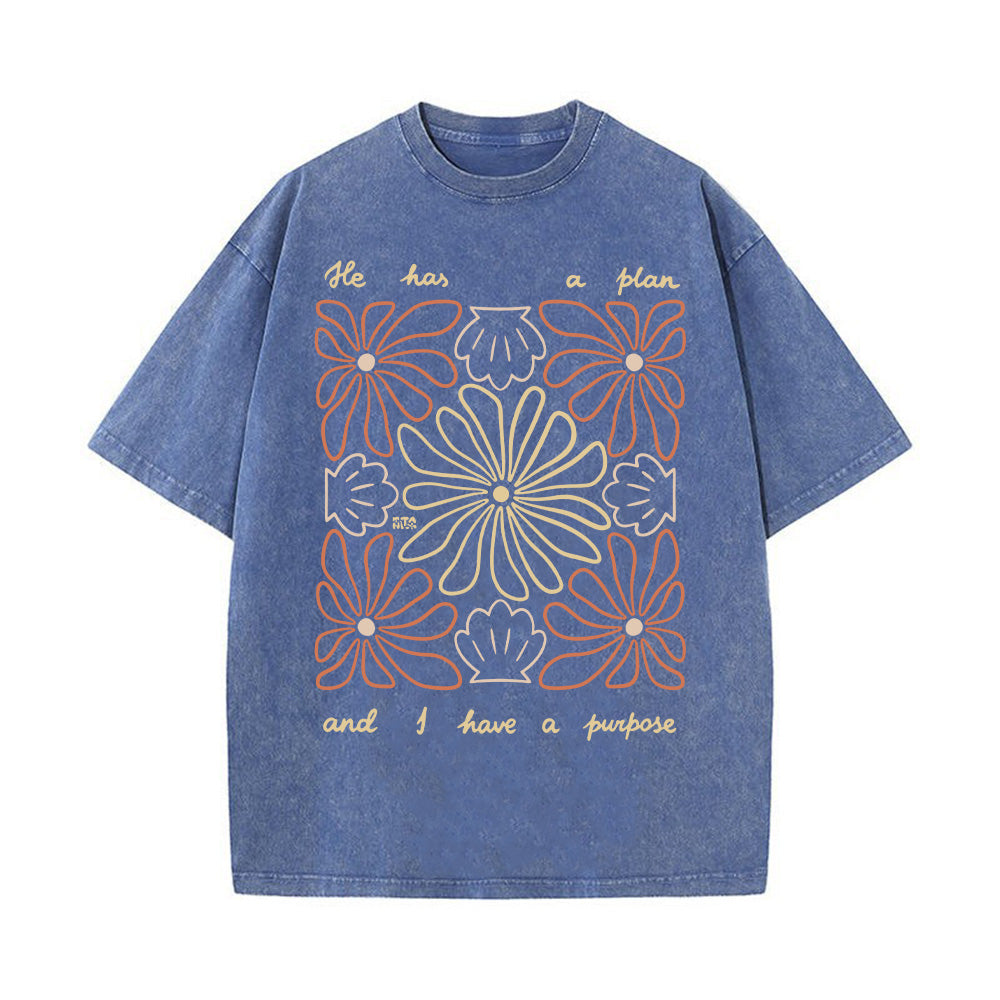 He Has a Plan, I Have a Purpose Unisex Washed T-Shirt