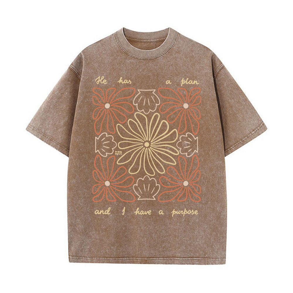 He Has a Plan, I Have a Purpose Unisex Washed T-Shirt