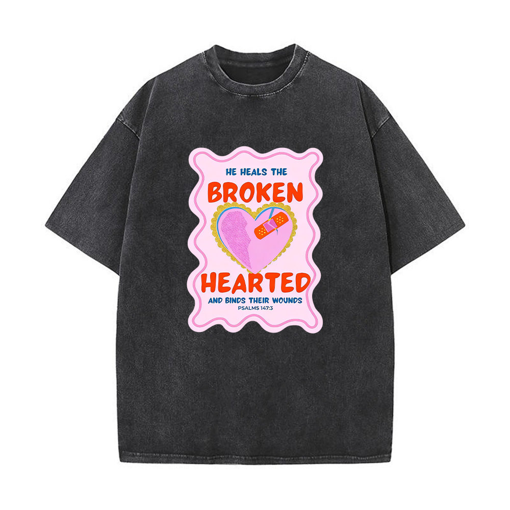 He Heals the Brokenhearted Unisex Washed T-Shirt