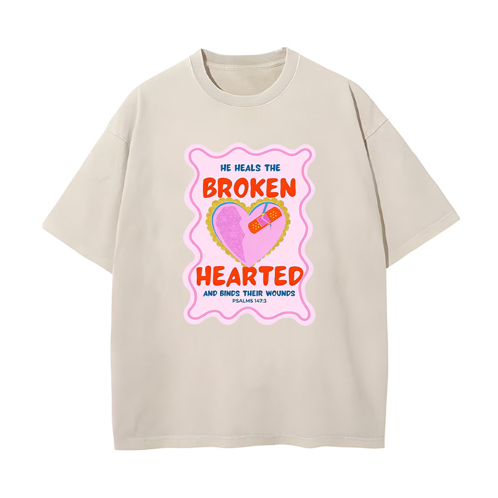 He Heals the Brokenhearted Unisex Washed T-Shirt