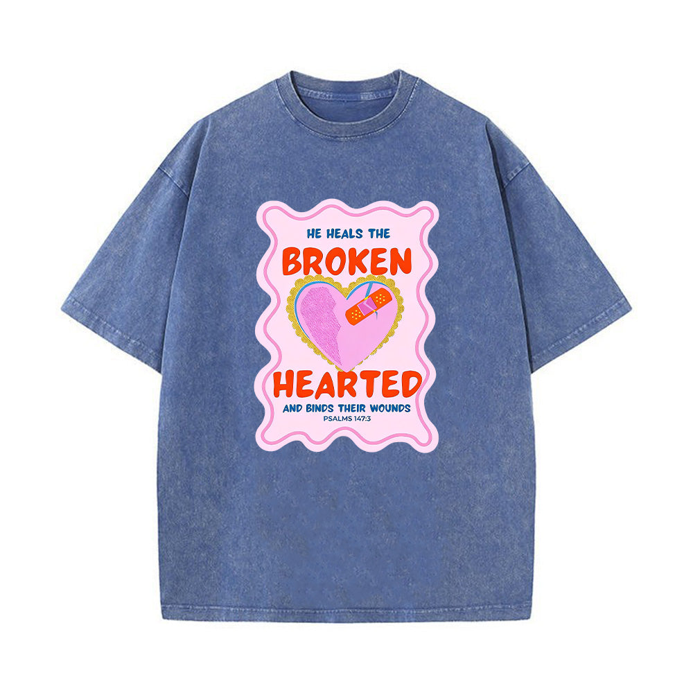 He Heals the Brokenhearted Unisex Washed T-Shirt