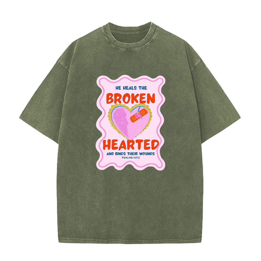 He Heals the Brokenhearted Unisex Washed T-Shirt
