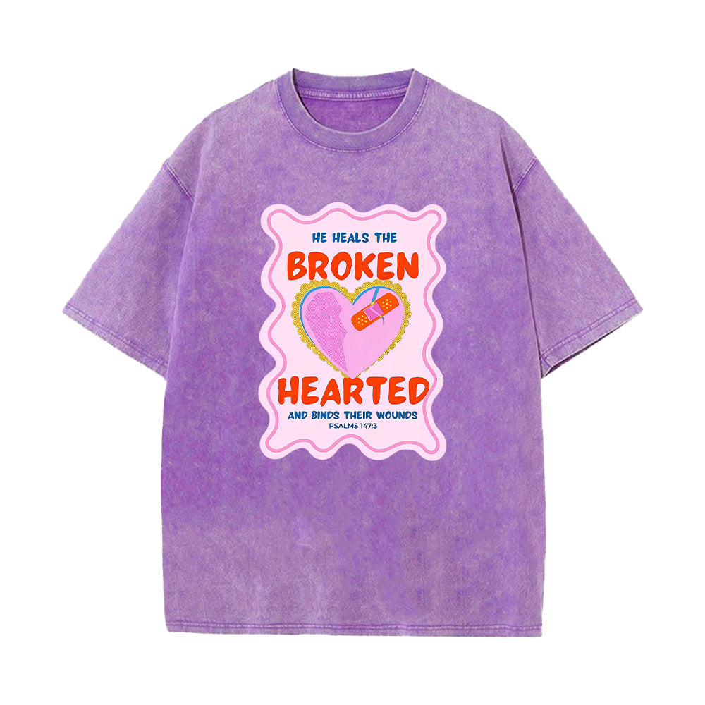 He Heals the Brokenhearted Unisex Washed T-Shirt