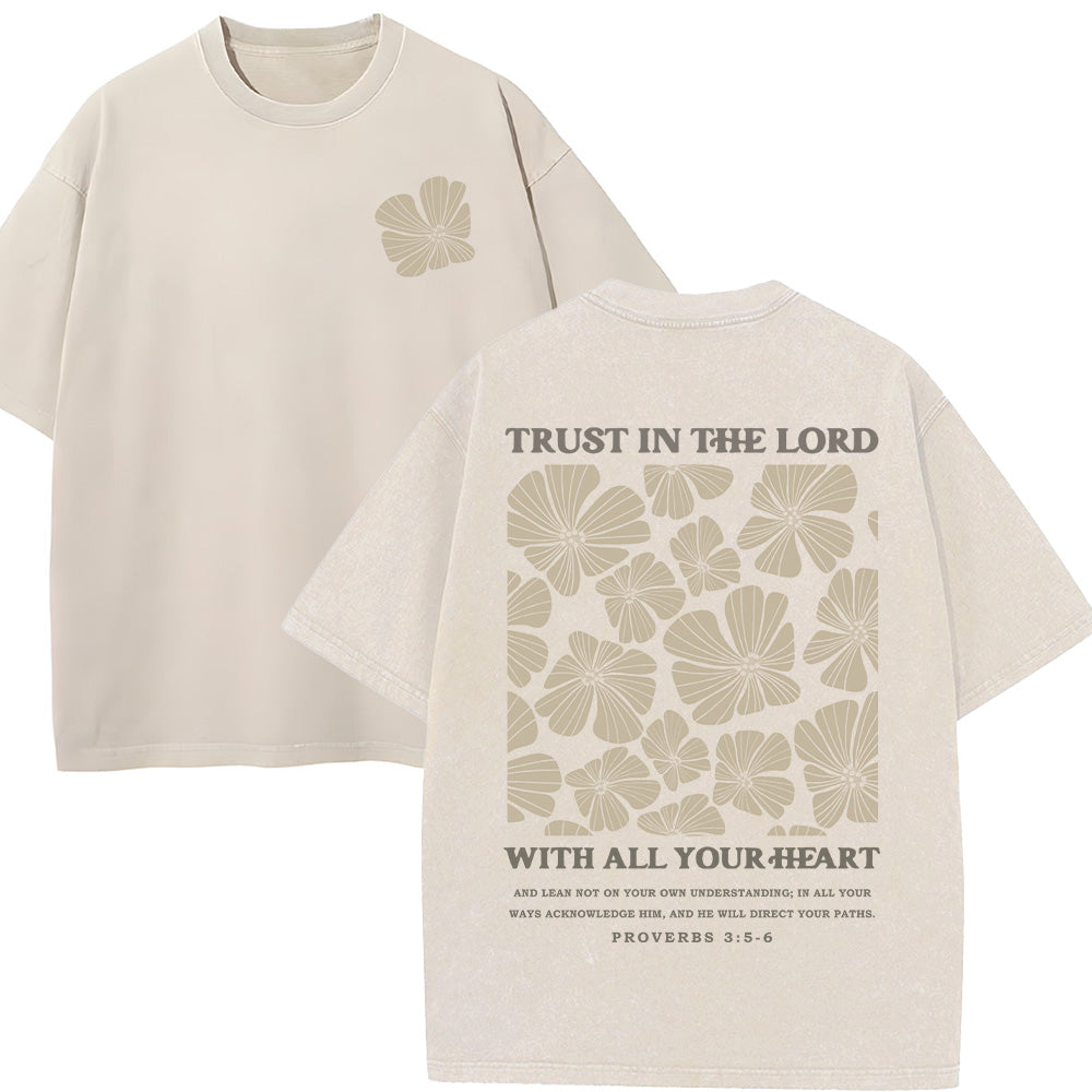 Trust In The Lord With All Your Heart Unisex Washed T-Shirt