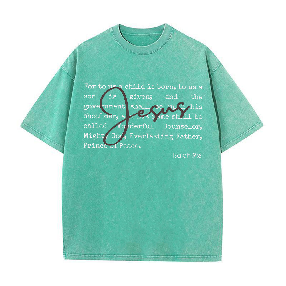 For To Us A Child Is Born Unisex Washed T-Shirt