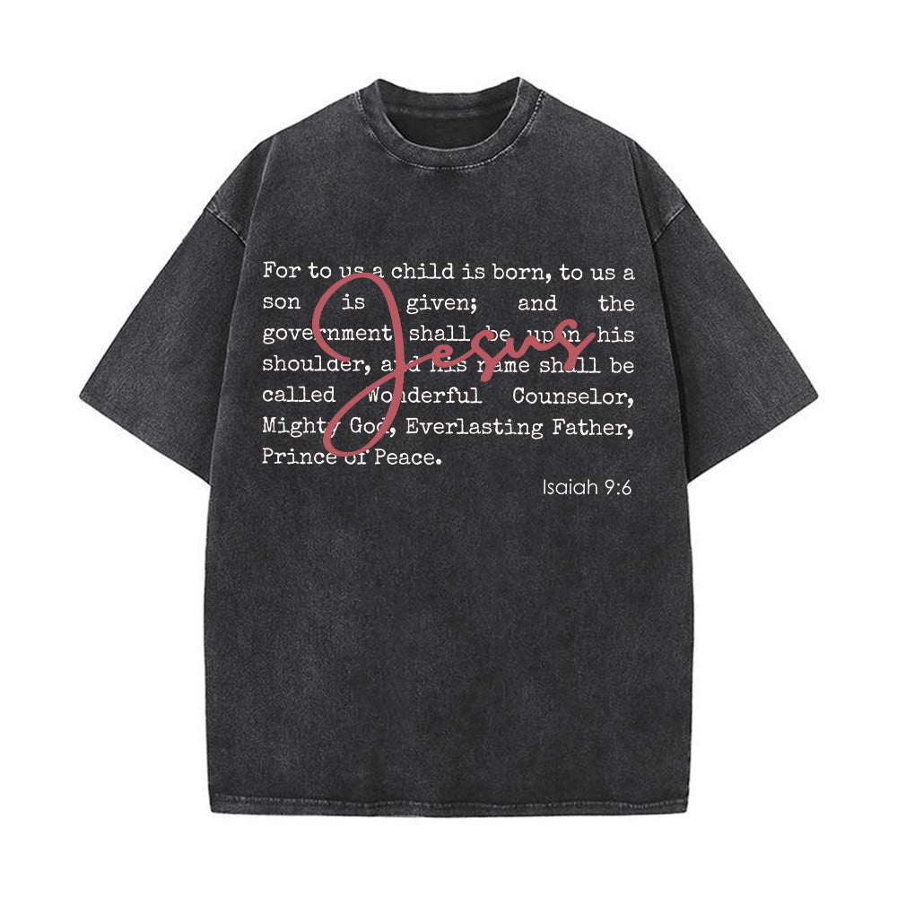 For To Us A Child Is Born Unisex Washed T-Shirt