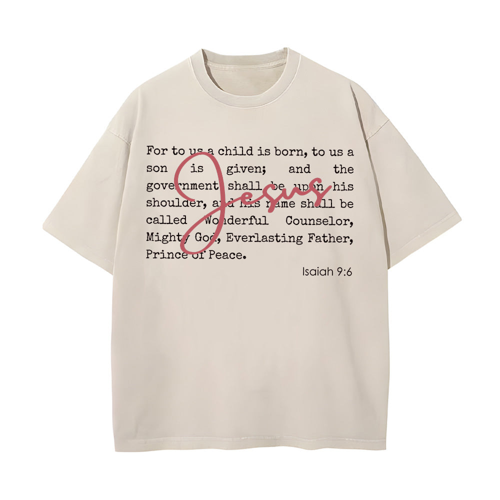 For To Us A Child Is Born Unisex Washed T-Shirt
