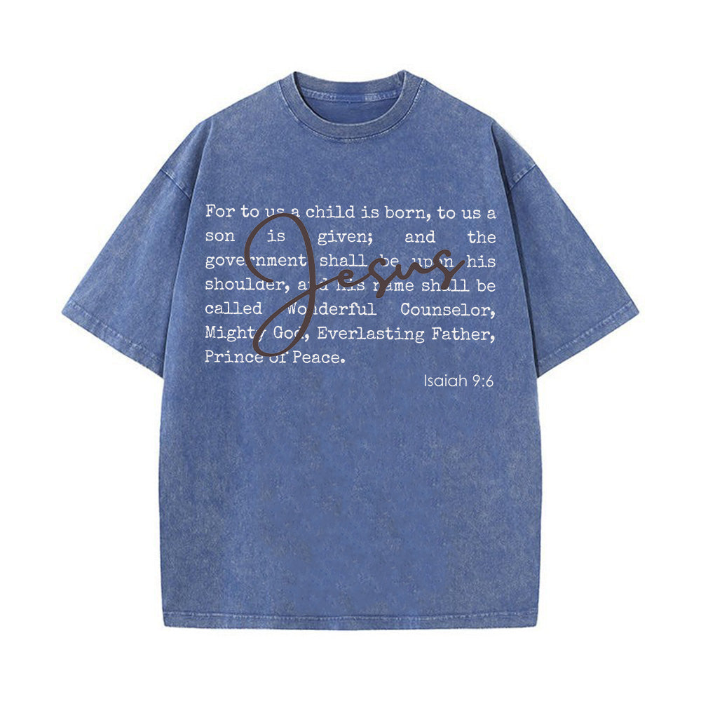 For To Us A Child Is Born Unisex Washed T-Shirt