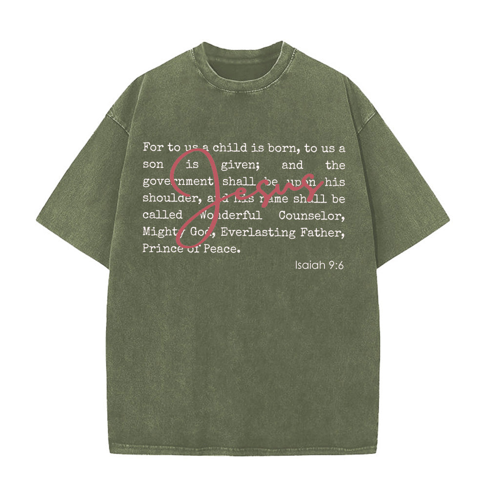For To Us A Child Is Born Unisex Washed T-Shirt