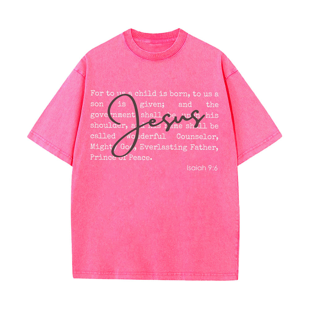 For To Us A Child Is Born Unisex Washed T-Shirt