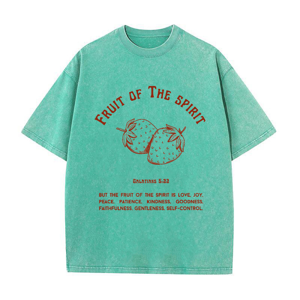 Fruit Of The Spirit Strawberry Graphic Christian Unisex Washed T-Shirt