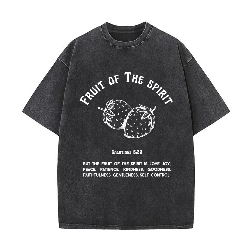 Fruit Of The Spirit Strawberry Graphic Christian Unisex Washed T-Shirt