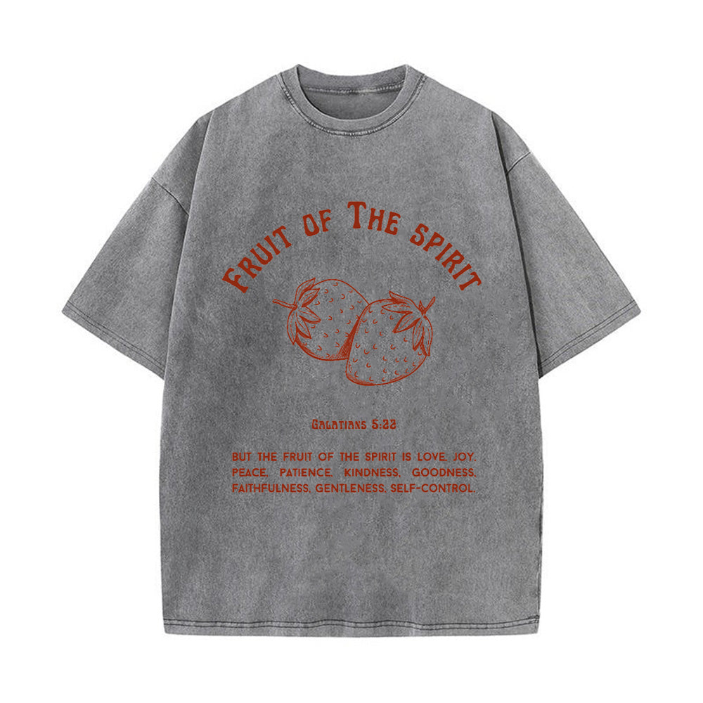 Fruit Of The Spirit Strawberry Graphic Christian Unisex Washed T-Shirt