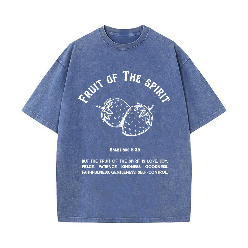 Fruit Of The Spirit Strawberry Graphic Christian Unisex Washed T-Shirt