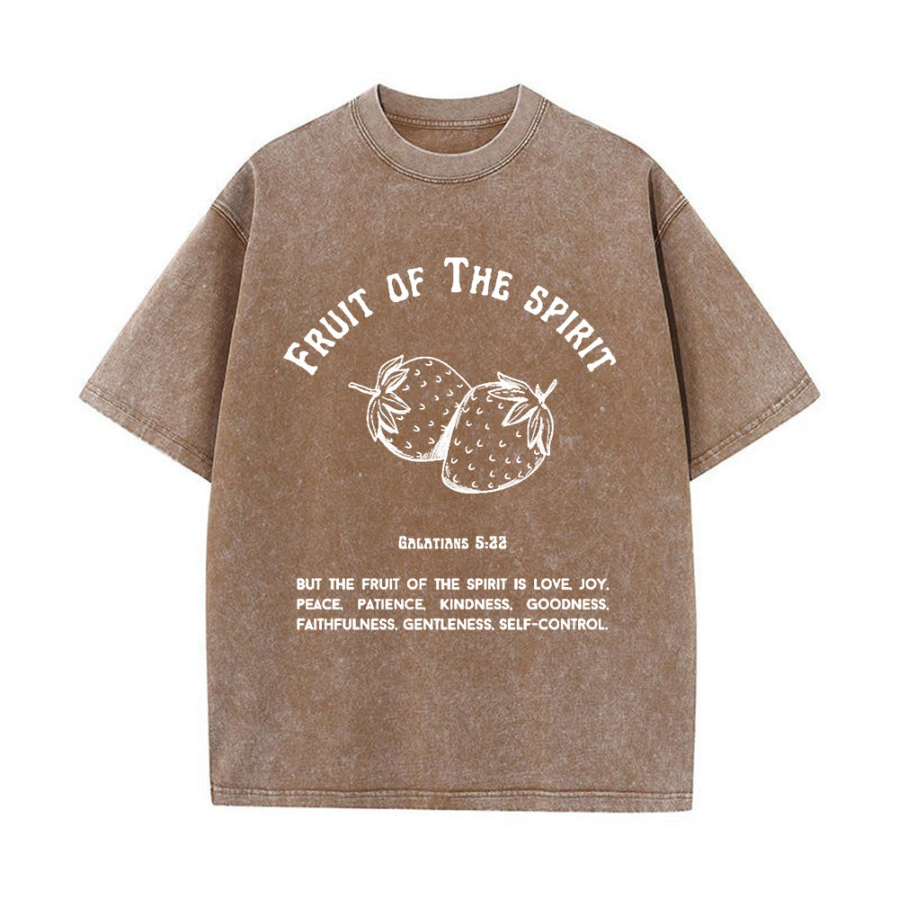 Fruit Of The Spirit Strawberry Graphic Christian Unisex Washed T-Shirt