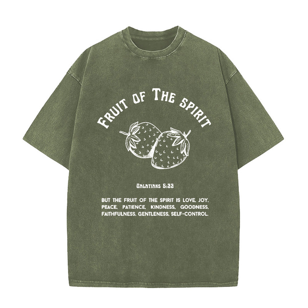 Fruit Of The Spirit Strawberry Graphic Christian Unisex Washed T-Shirt