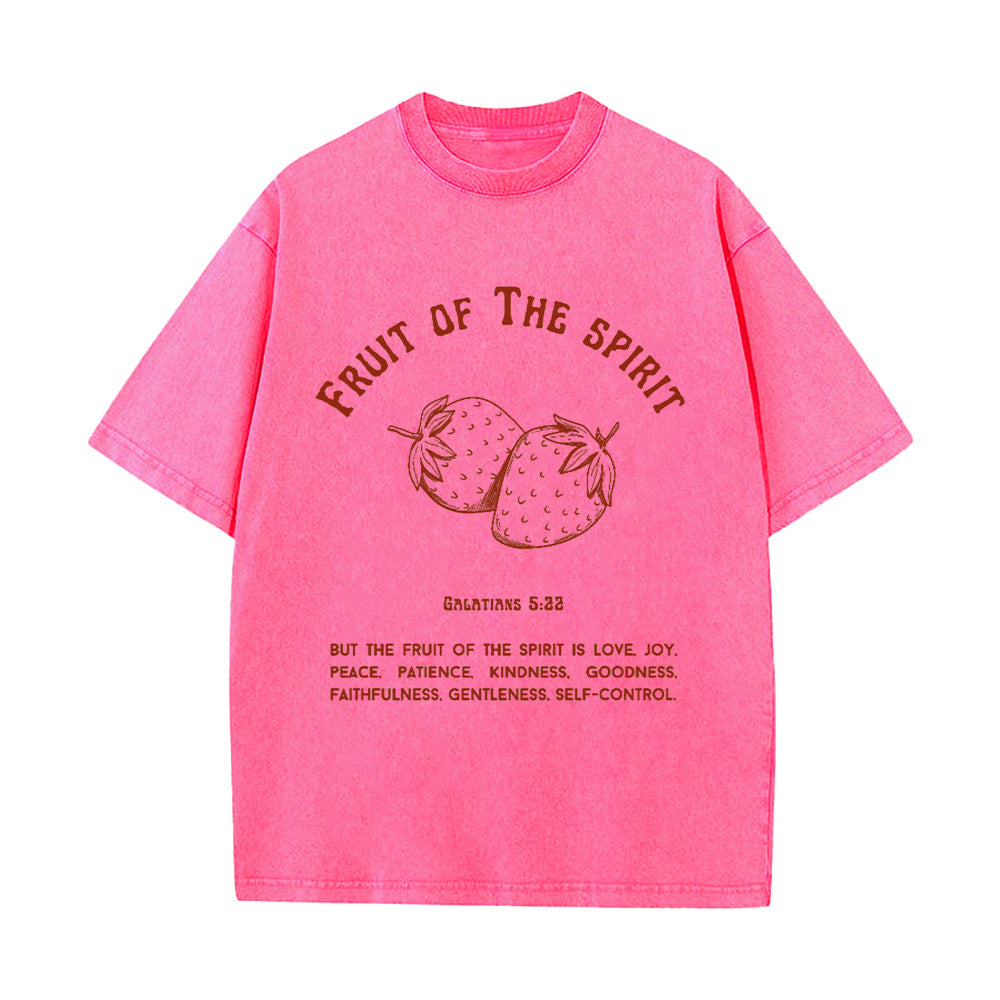 Fruit Of The Spirit Strawberry Graphic Christian Unisex Washed T-Shirt