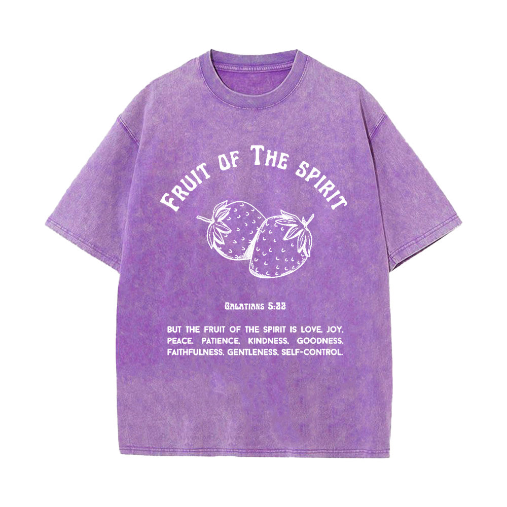 Fruit Of The Spirit Strawberry Graphic Christian Unisex Washed T-Shirt