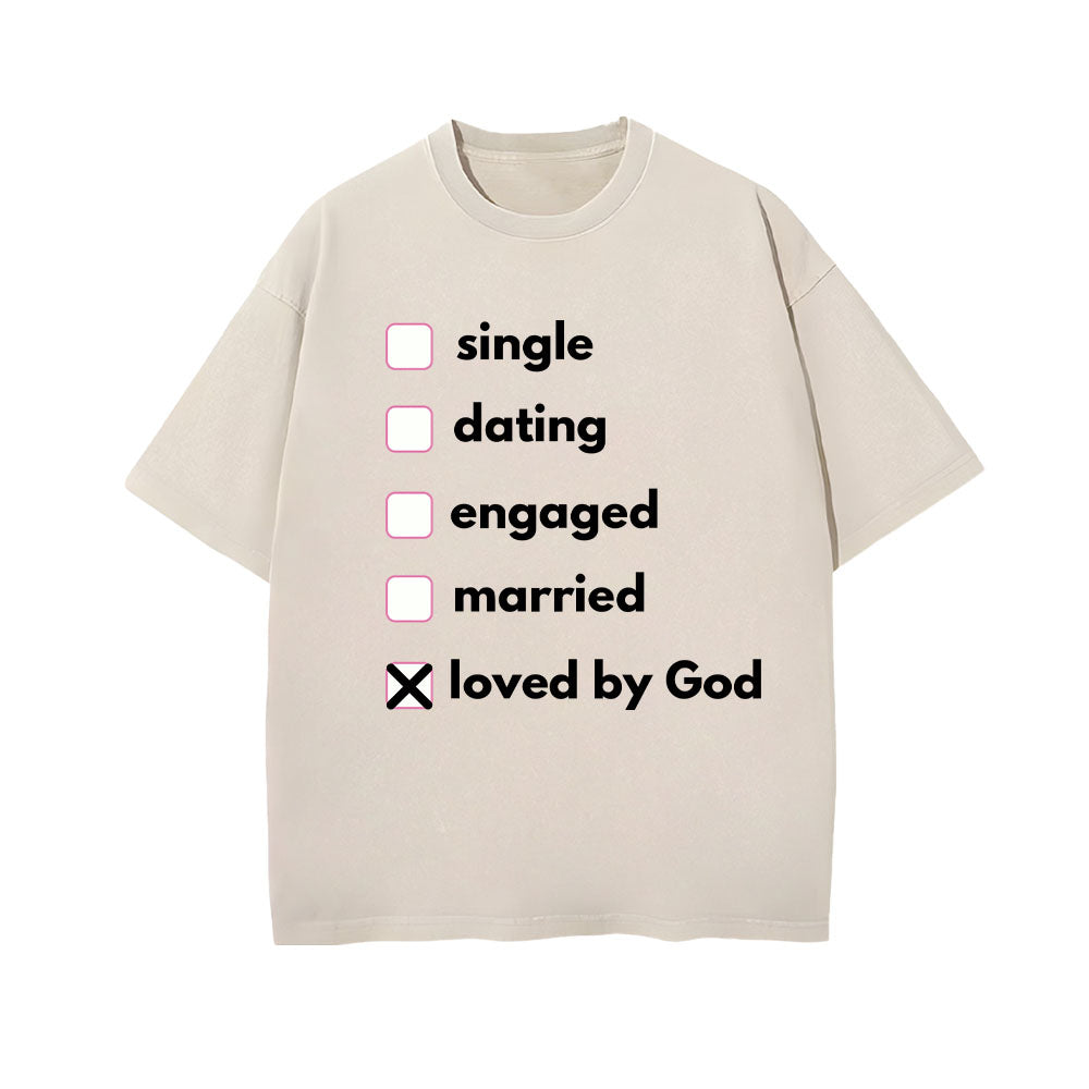 Loved by God Christian Unisex Washed T-Shirt