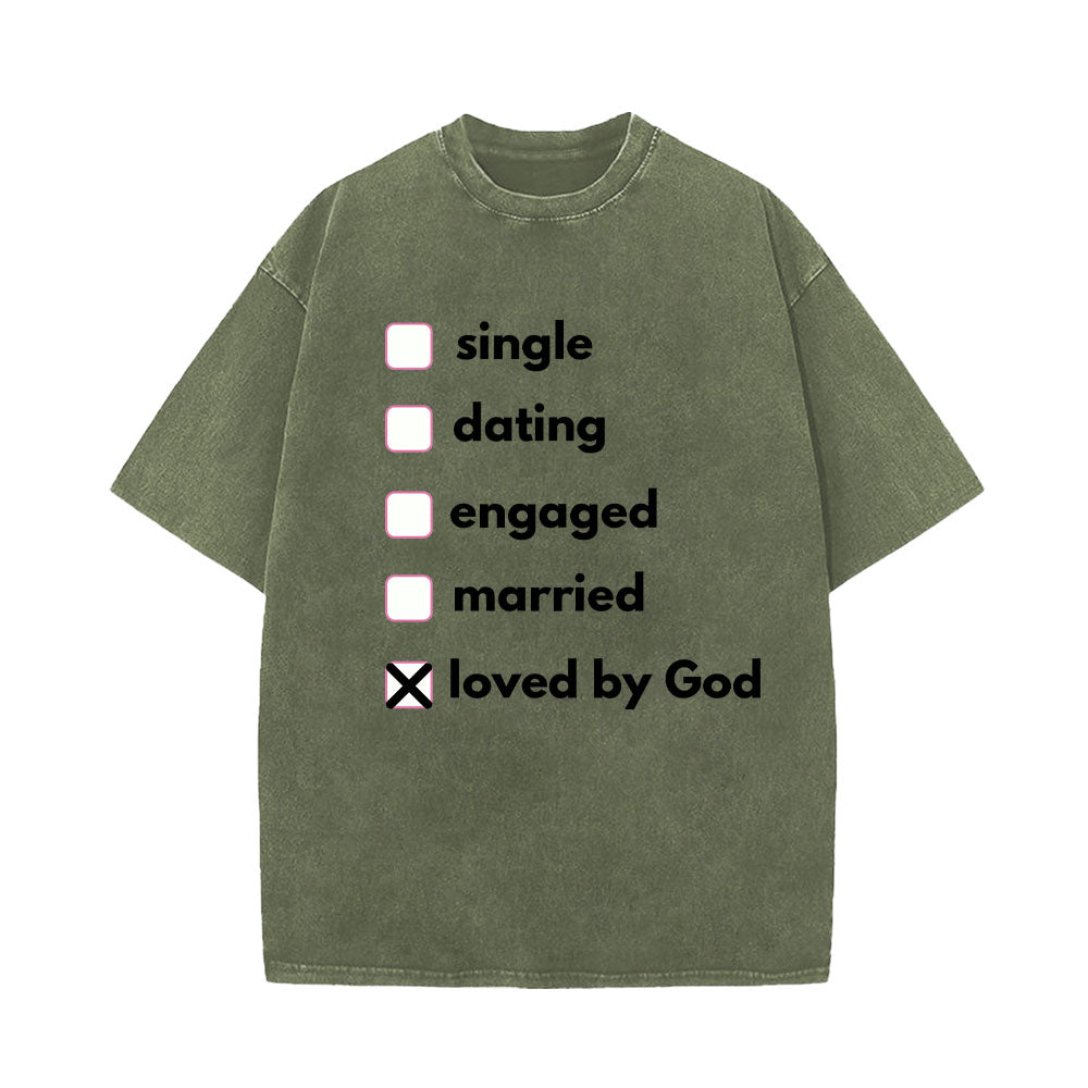 Loved by God Christian Unisex Washed T-Shirt