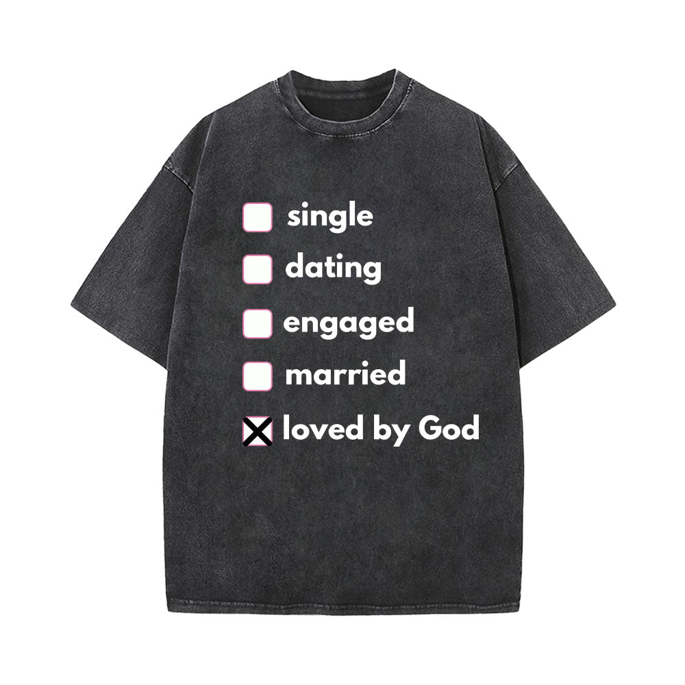 Loved by God Christian Unisex Washed T-Shirt