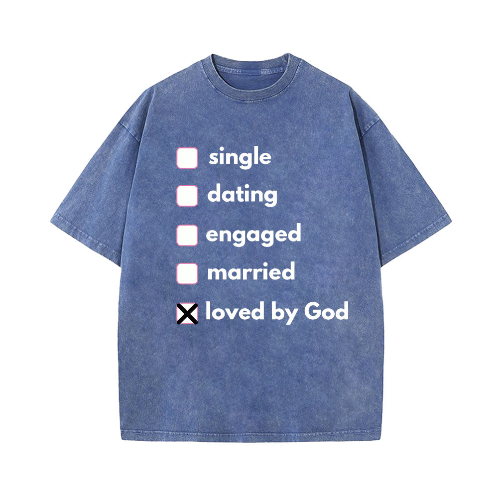 Loved by God Christian Unisex Washed T-Shirt