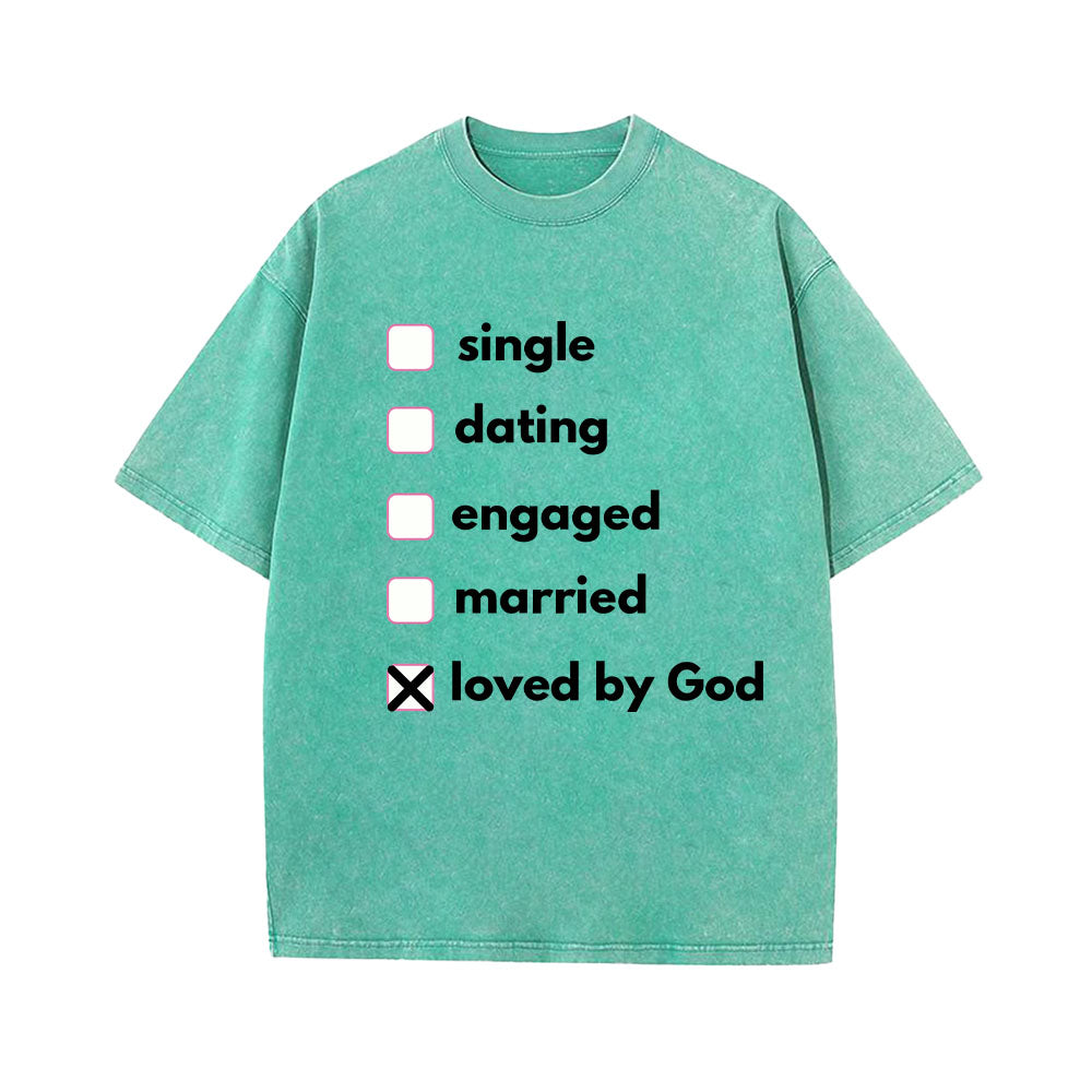Loved by God Christian Unisex Washed T-Shirt