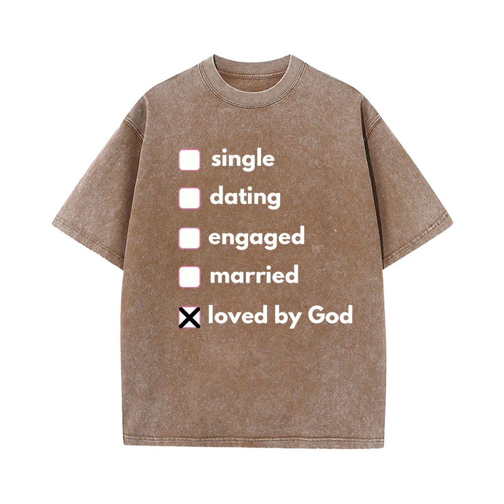 Loved by God Christian Unisex Washed T-Shirt