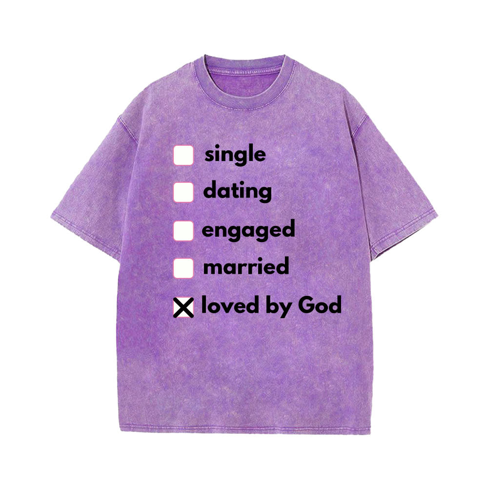 Loved by God Christian Unisex Washed T-Shirt