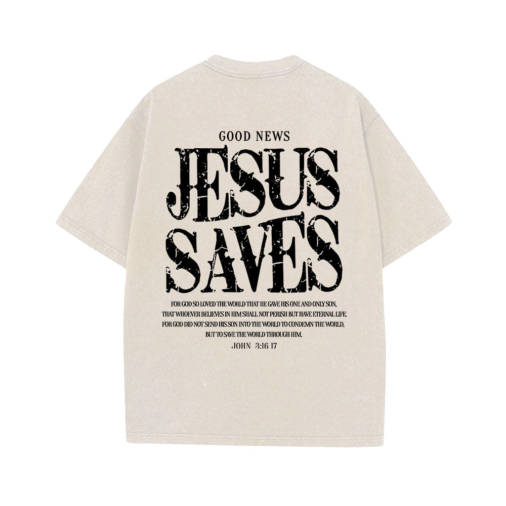 Jesus Saves Faith Unisex Washed T-Shirt