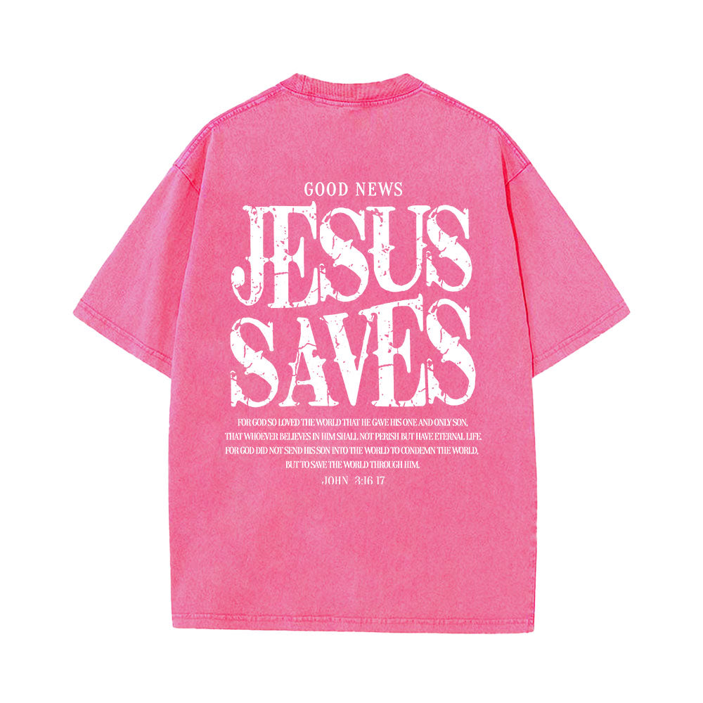 Jesus Saves Faith Unisex Washed T-Shirt