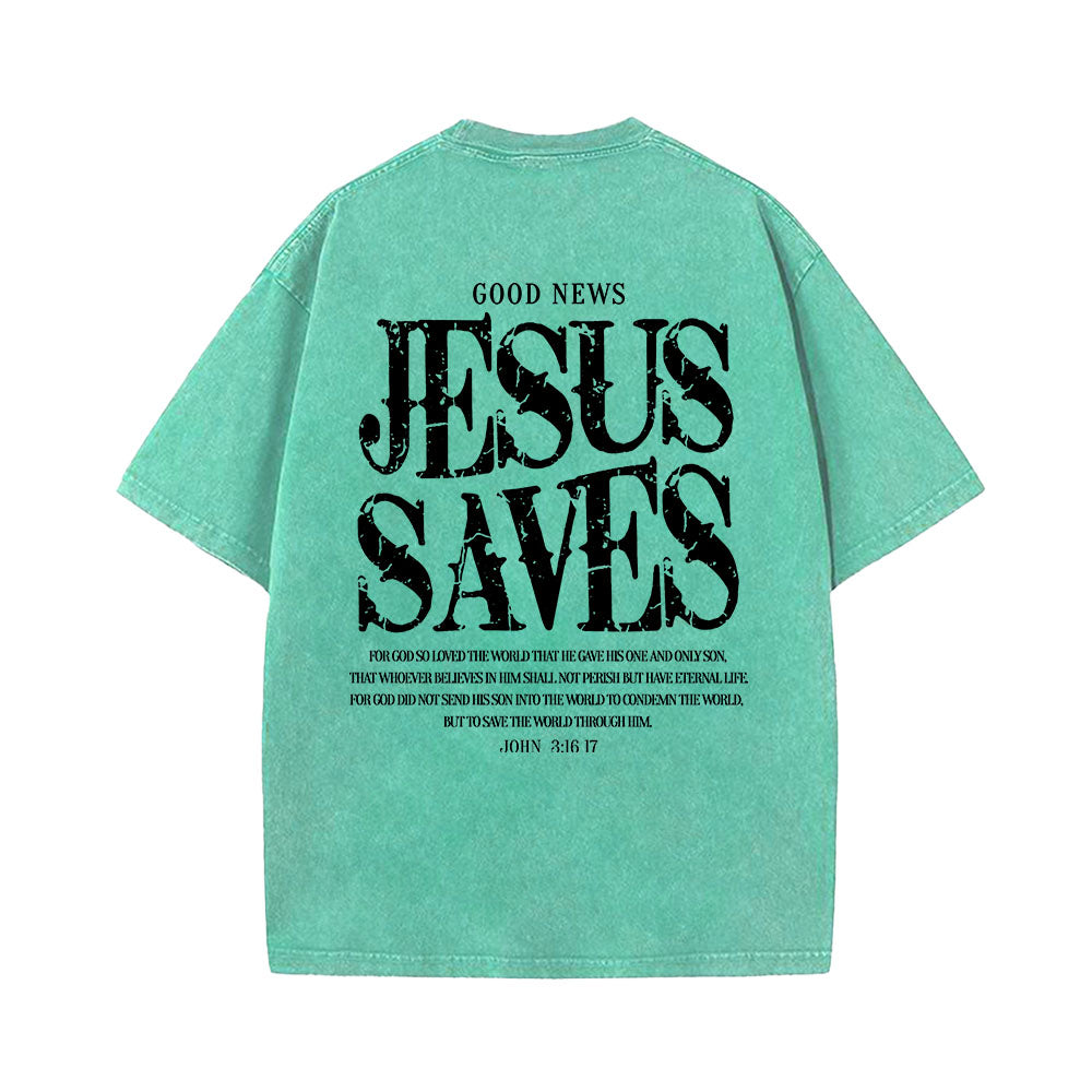 Jesus Saves Faith Unisex Washed T-Shirt