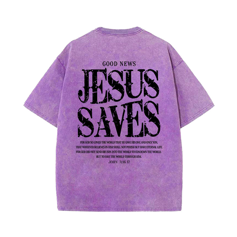 Jesus Saves Faith Unisex Washed T-Shirt